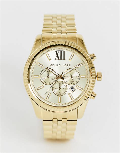 michael kors lexington chronograph mens watch mk8281|Michael Kors lexington gold tone.